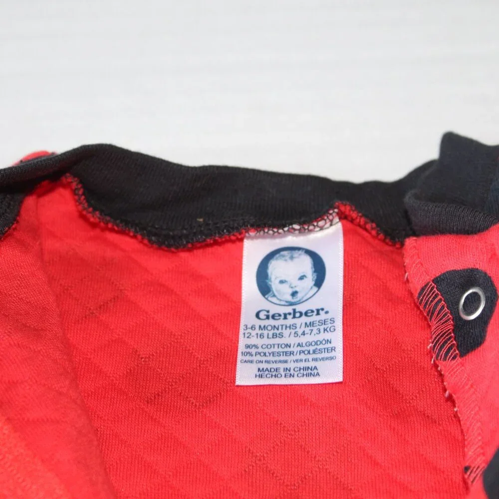 Gerber Baby Red & Black Ladybug Sleep & Play Set (3-6 M) With Hat (0-6 M) NWOT